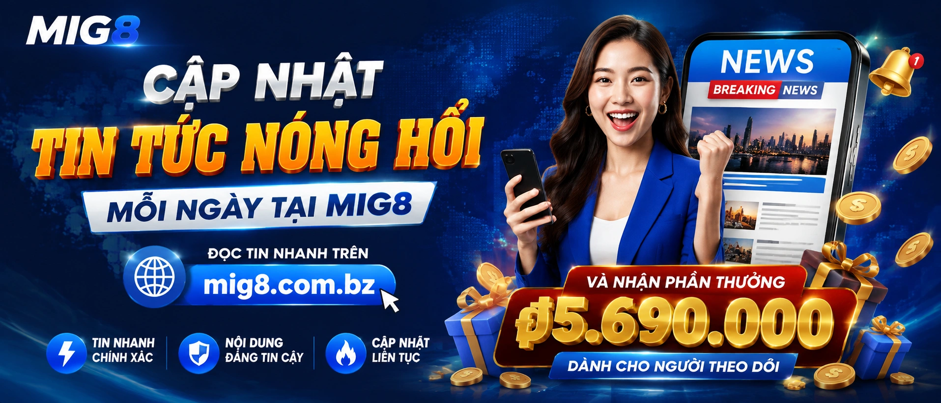 Giao diện trang tin tức mig8 trên thiết bị di động